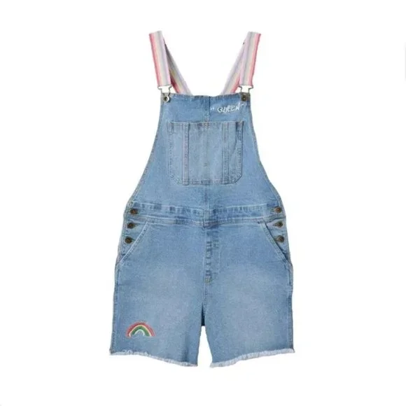 Take Pride Target Embroidered Rainbow Queen Shortalls / Overalls Unisex Sz XXL - Picture 7 of 9
